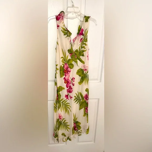 Donna Ricco Dresses | Beautiful Cream Dress with Pink and Green Floral Design by Donna Rico. Size 14 | Color: Green/Pink | Size: 14 | Pm-31258277'S